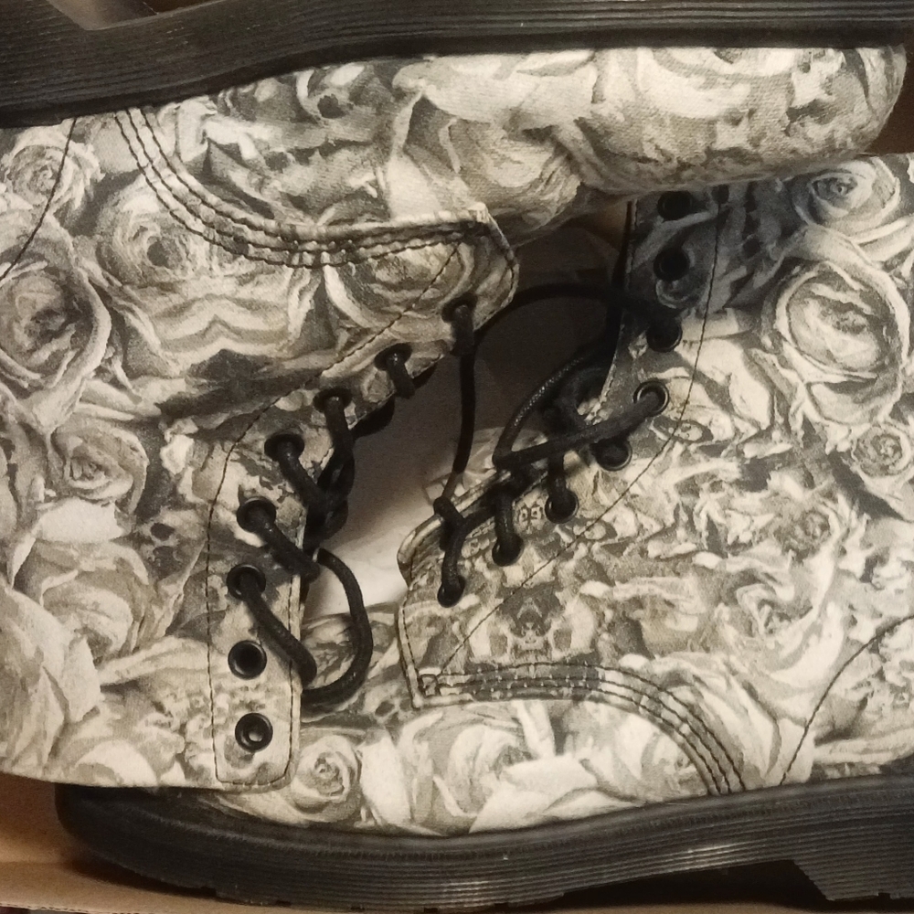 Dr. Martens Black and White Lace Up Boots - Picture 3 of 11